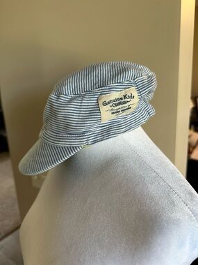 Vintage Style OshKosh B'gosh Blue and White Striped Kids Cap
